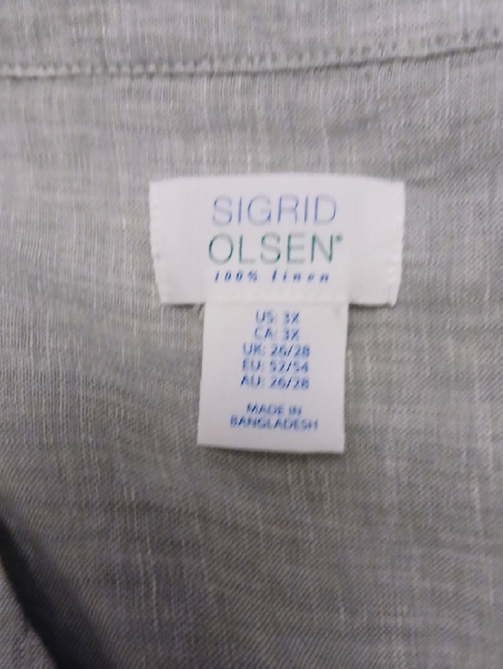 Sigrid Olsen Light Sage Green Linen Button Top 3X - Picture 2 of 2